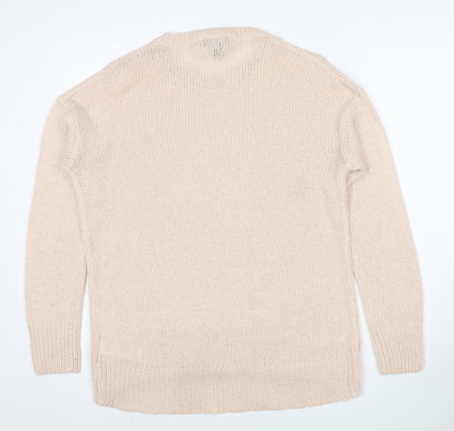 New Look Womens Beige Round Neck Polyester Pullover Jumper Size S