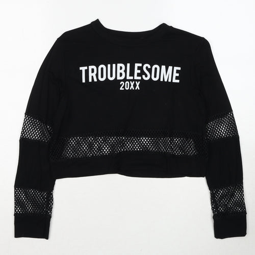 Stylewise Womens Black Viscose Pullover Sweatshirt Size S Pullover - Troublesome Size S-M