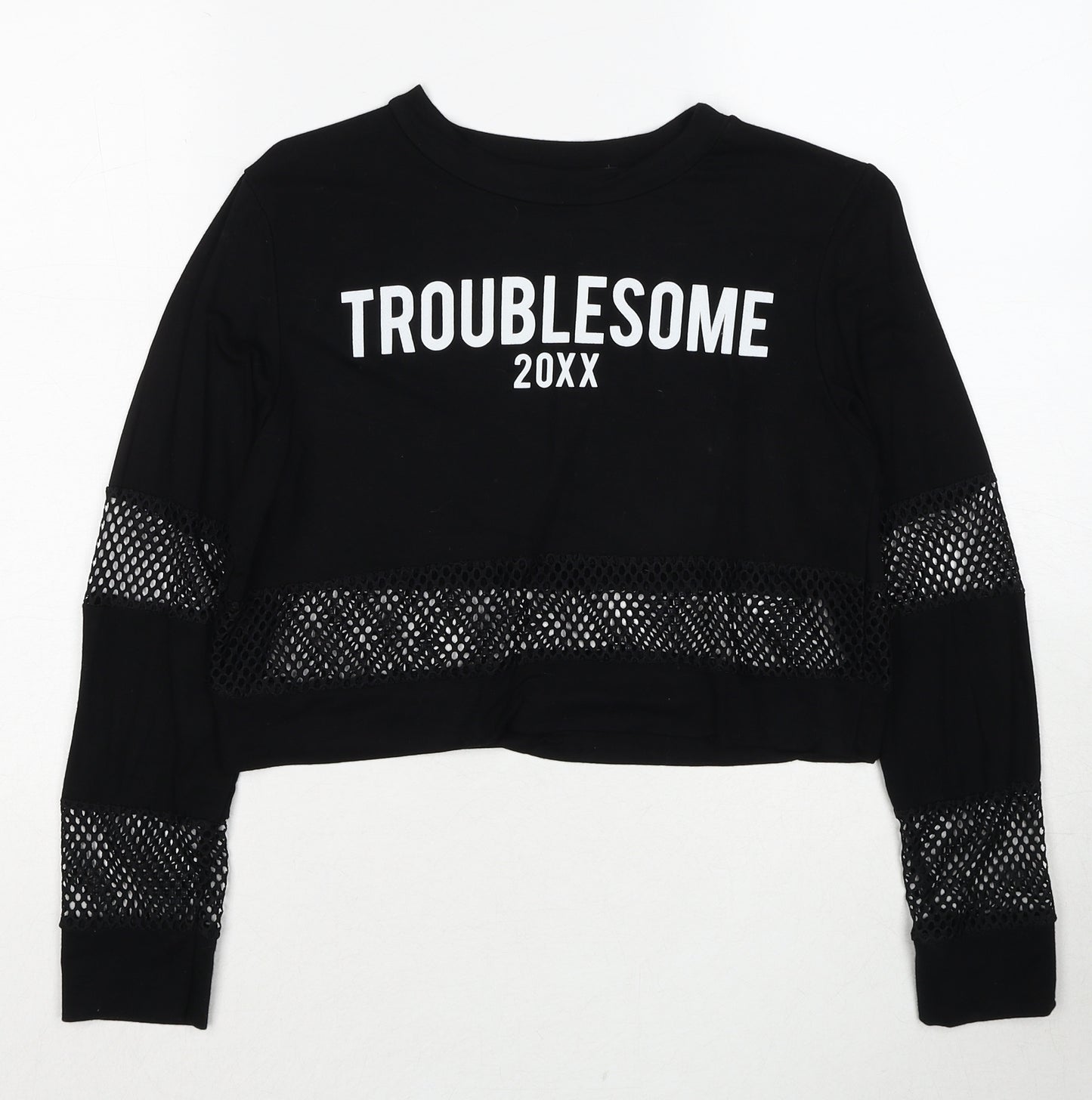 Stylewise Womens Black Viscose Pullover Sweatshirt Size S Pullover - Troublesome Size S-M