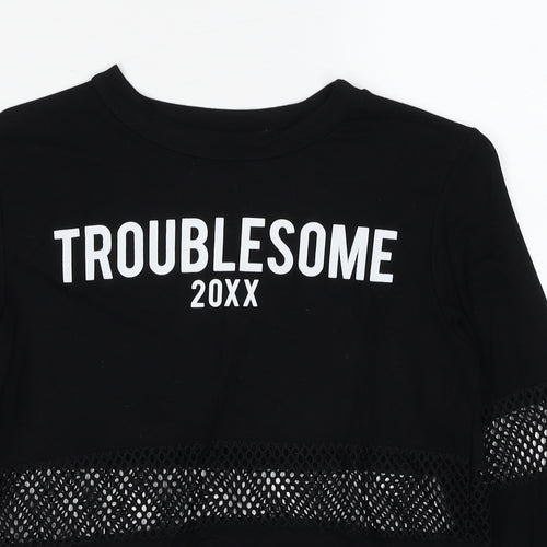 Stylewise Womens Black Viscose Pullover Sweatshirt Size S Pullover - Troublesome Size S-M