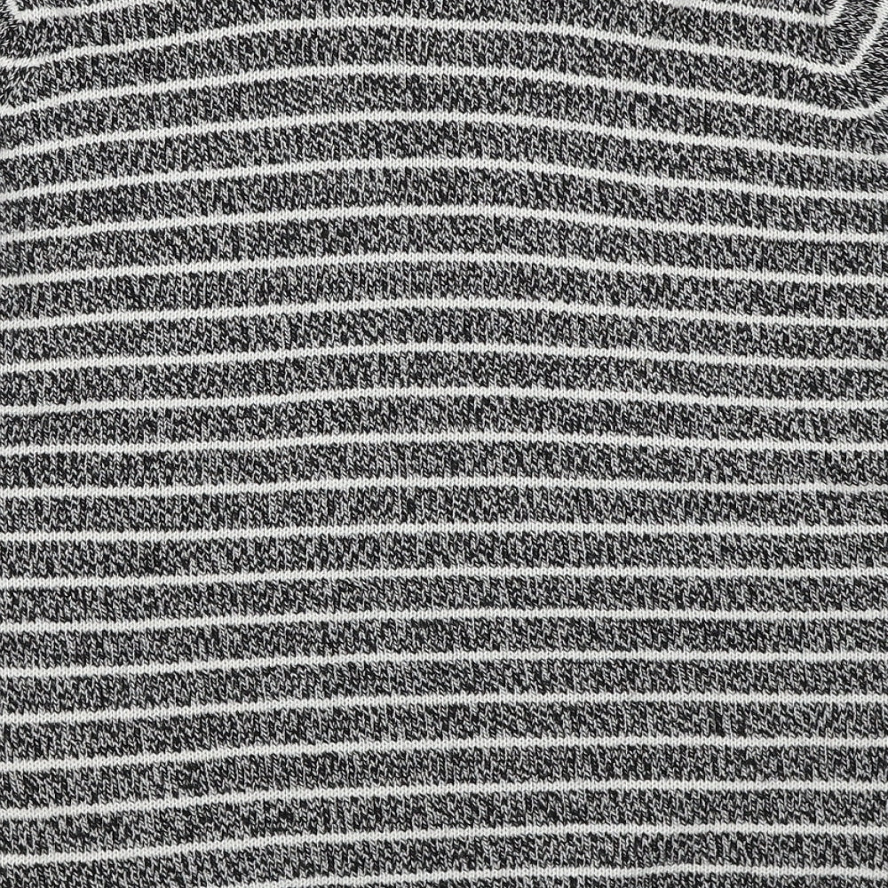 Damart Womens Black Round Neck Striped Acrylic Pullover Jumper Size 14