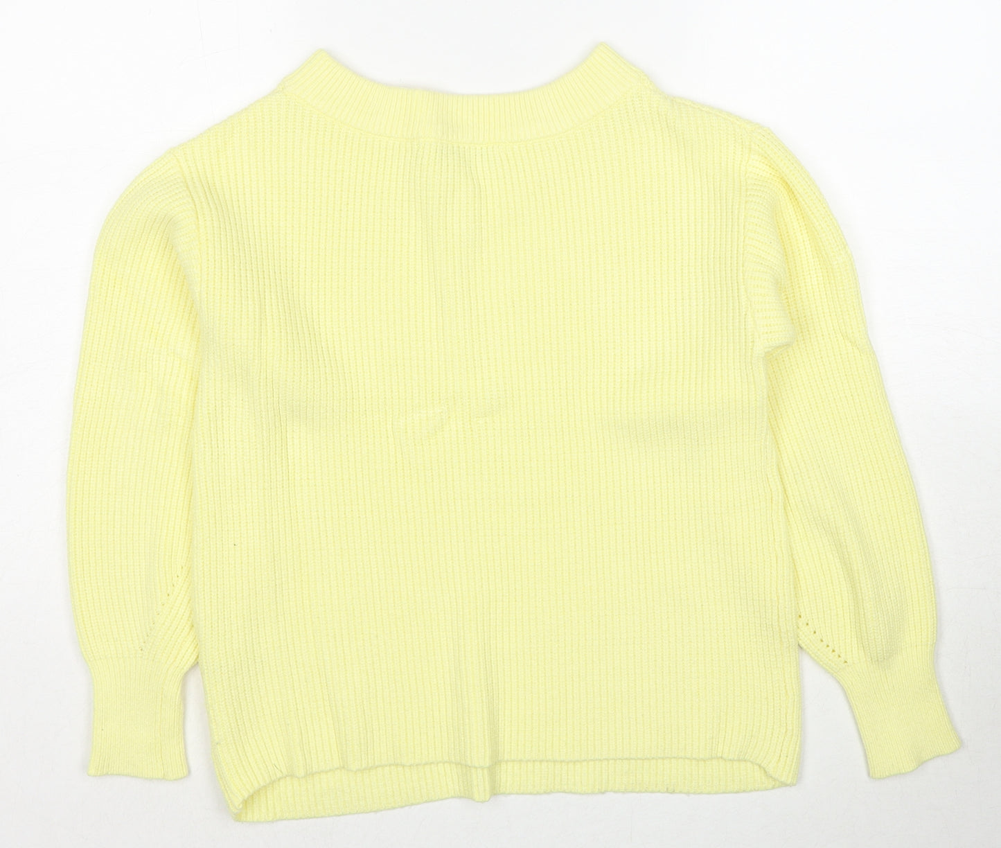 NEXT Womens Yellow V-Neck Viscose Pullover Jumper Size M