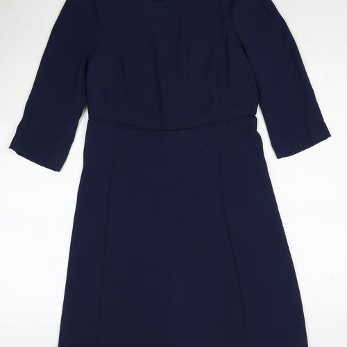 Zara Womens Blue Polyester A-Line Size S Boat Neck Zip