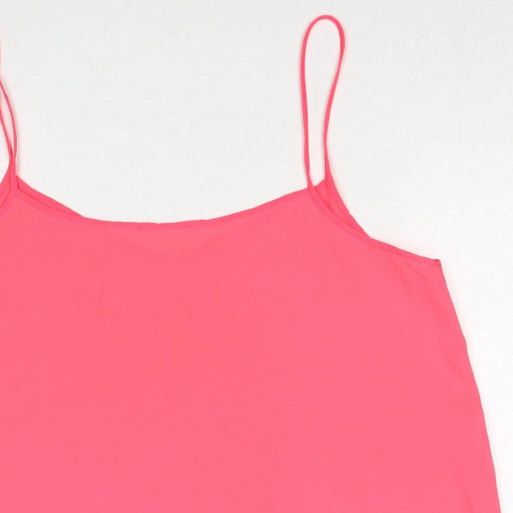 New Look Womens Pink Polyester Basic Tank Size 14 Round Neck