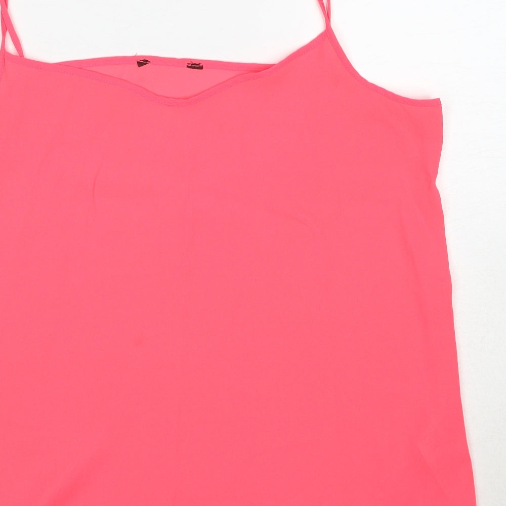 New Look Womens Pink Polyester Basic Tank Size 14 Round Neck