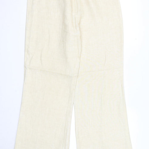 Michael Ambers Womens Beige Linen Trousers Size 16 Regular Zip