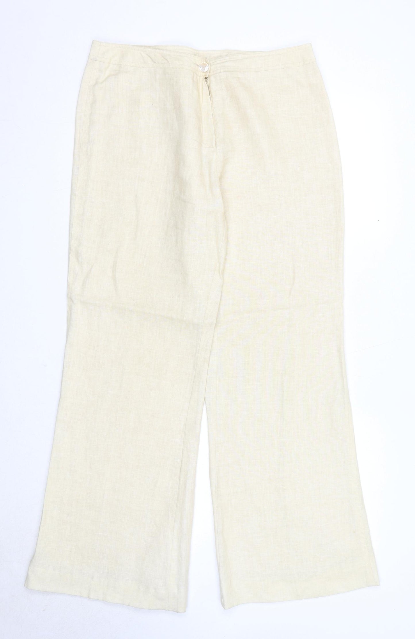 Michael Ambers Womens Beige Linen Trousers Size 16 Regular Zip