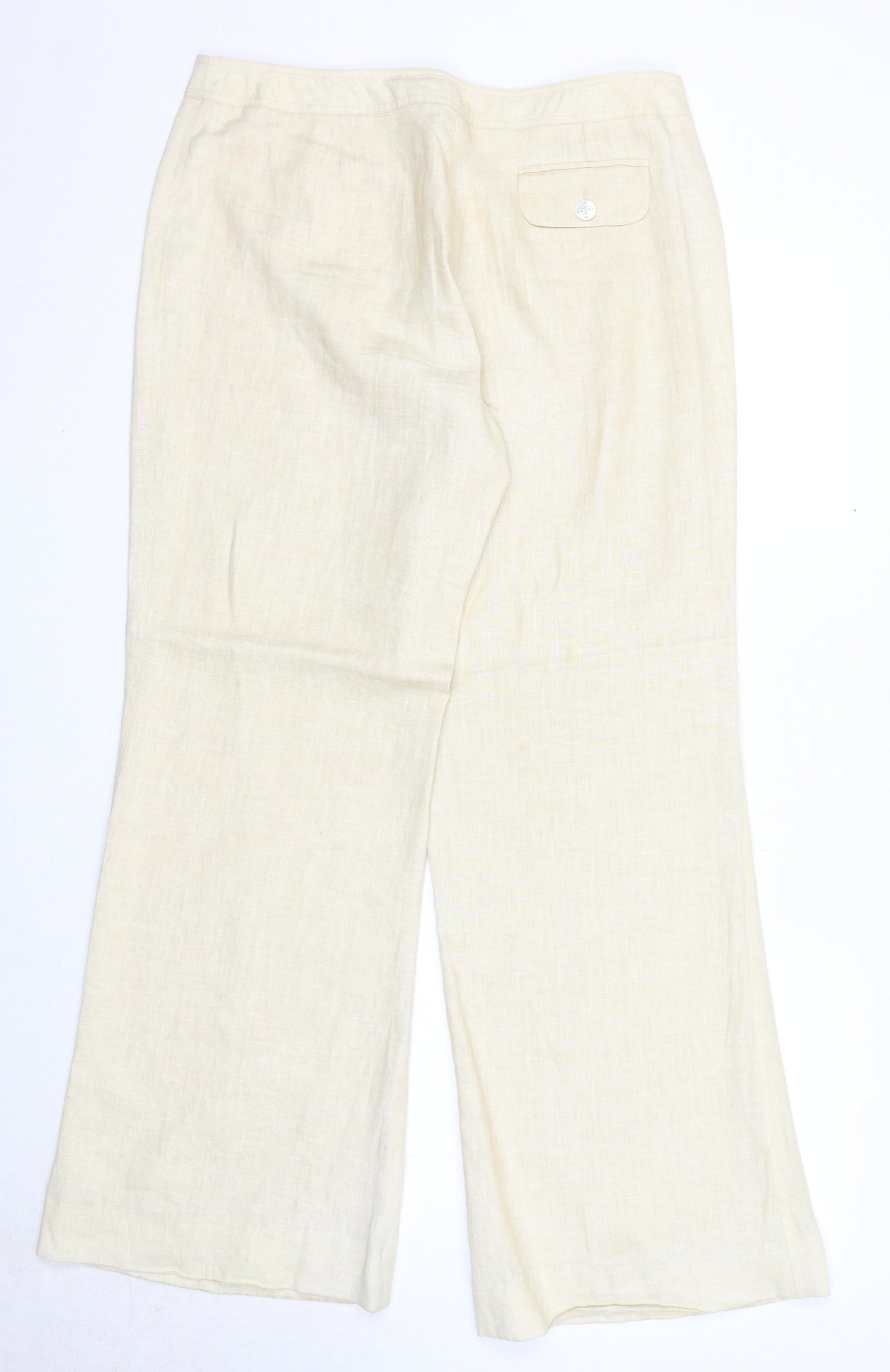 Michael Ambers Womens Beige Linen Trousers Size 16 Regular Zip