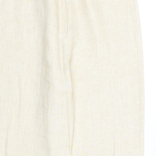 Michael Ambers Womens Beige Linen Trousers Size 16 Regular Zip
