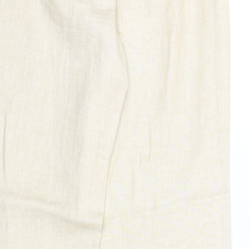 Michael Ambers Womens Beige Linen Trousers Size 16 Regular Zip