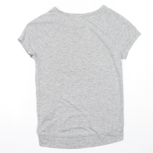 NEXT Girls Grey Viscose Pullover T-Shirt Size 6 Years Boat Neck Pullover - Believe Achieve