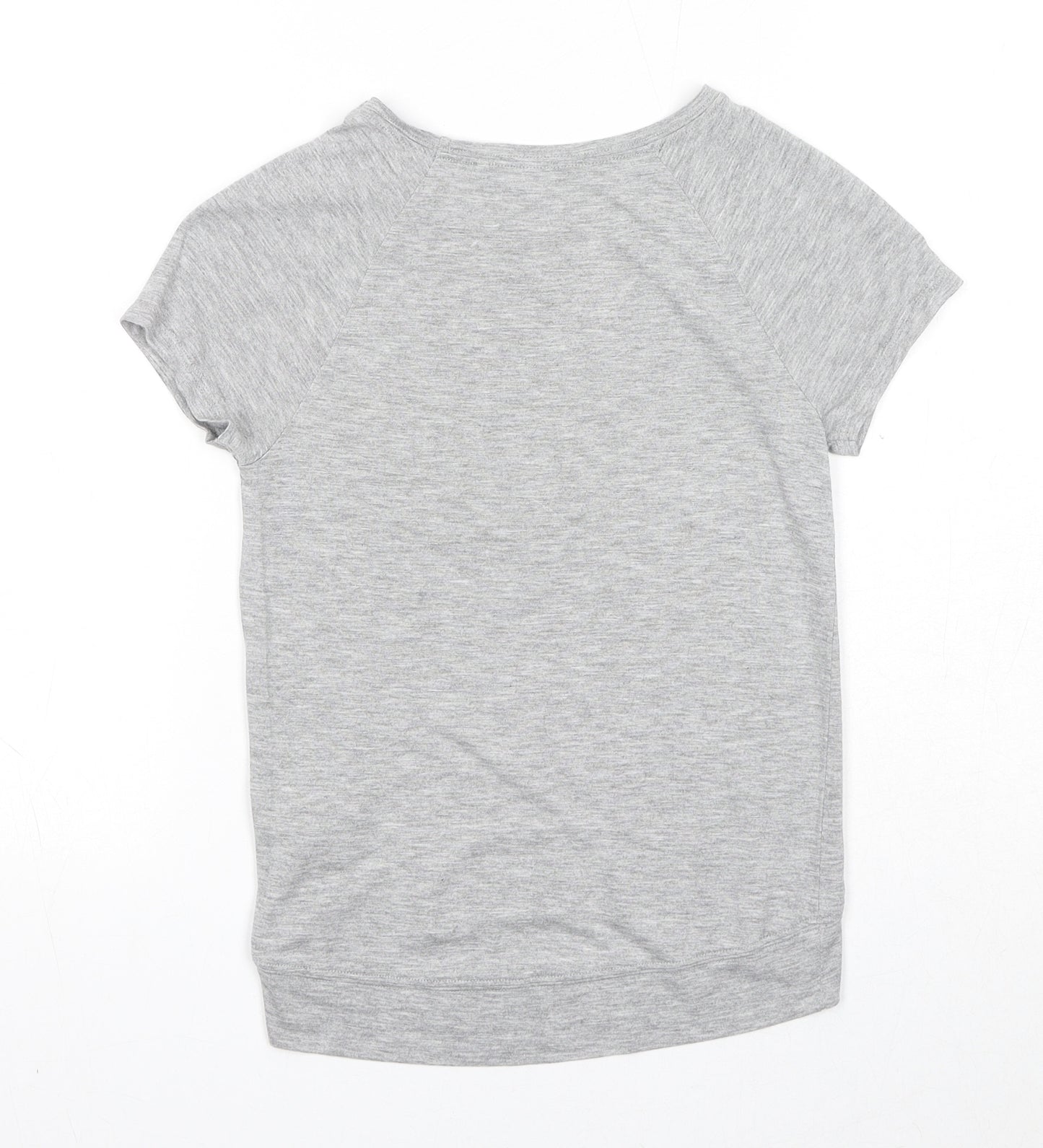 NEXT Girls Grey Viscose Pullover T-Shirt Size 6 Years Boat Neck Pullover - Believe Achieve