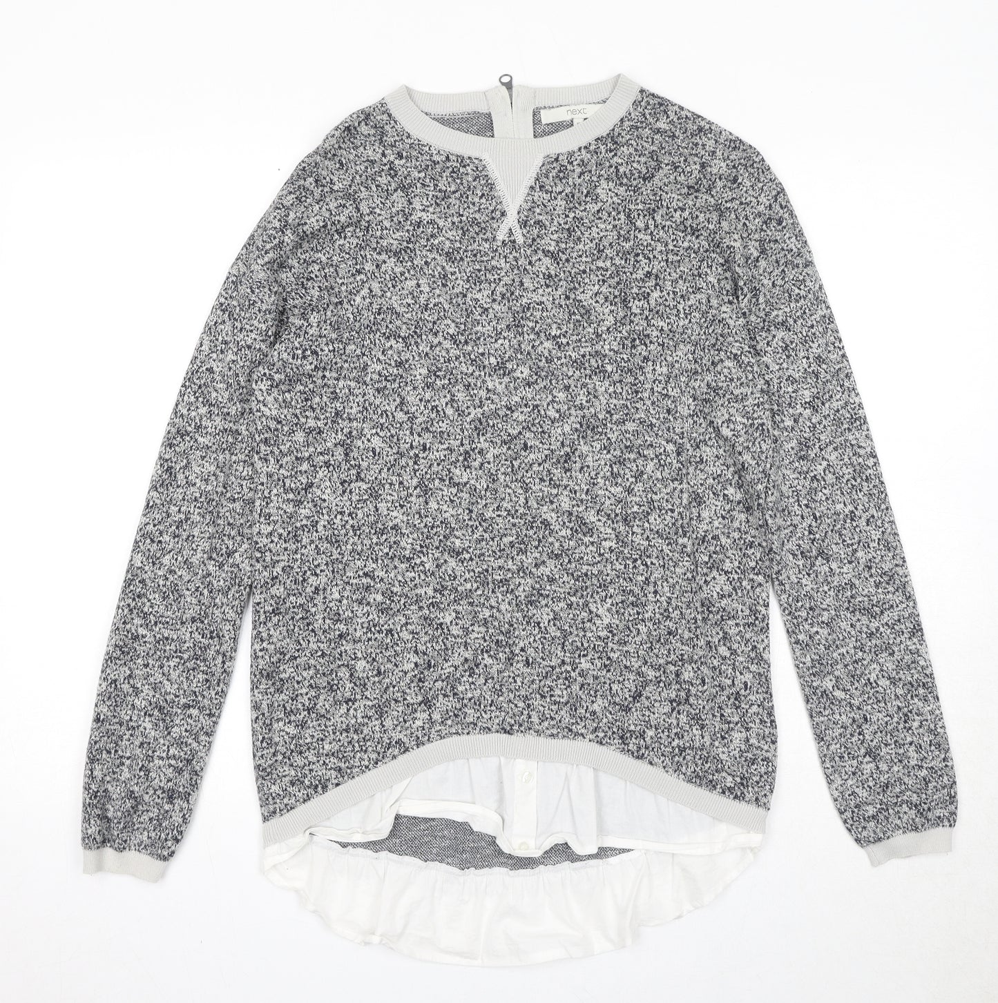 NEXT Womens Grey Round Neck Cotton Pullover Jumper Size 10