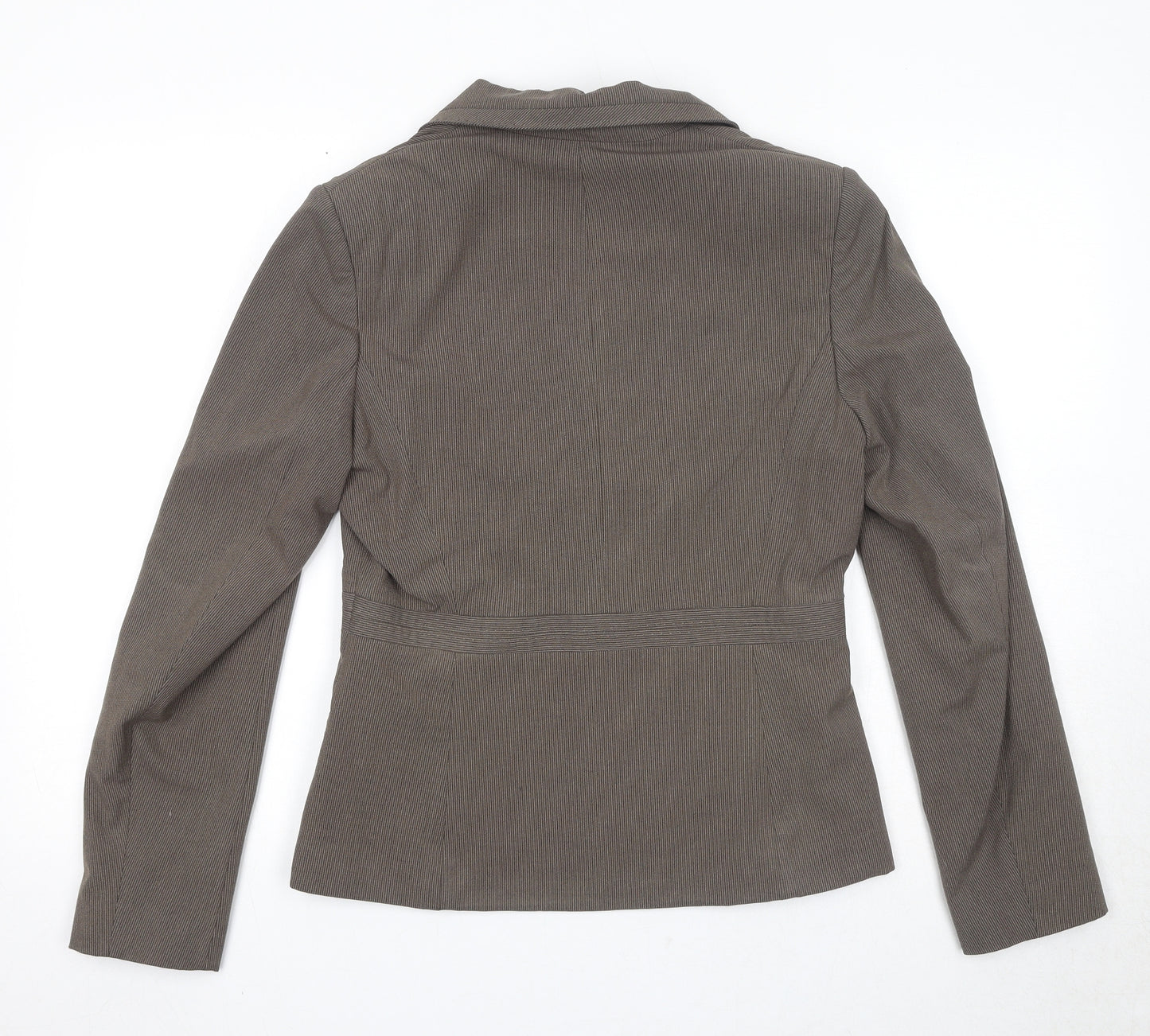 NEXT Womens Brown Striped Polyester Jacket Blazer Size 12