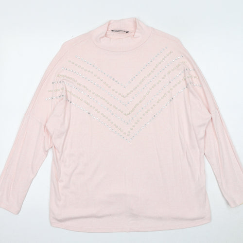 Select Womens Pink Round Neck Viscose Pullover Jumper Size M