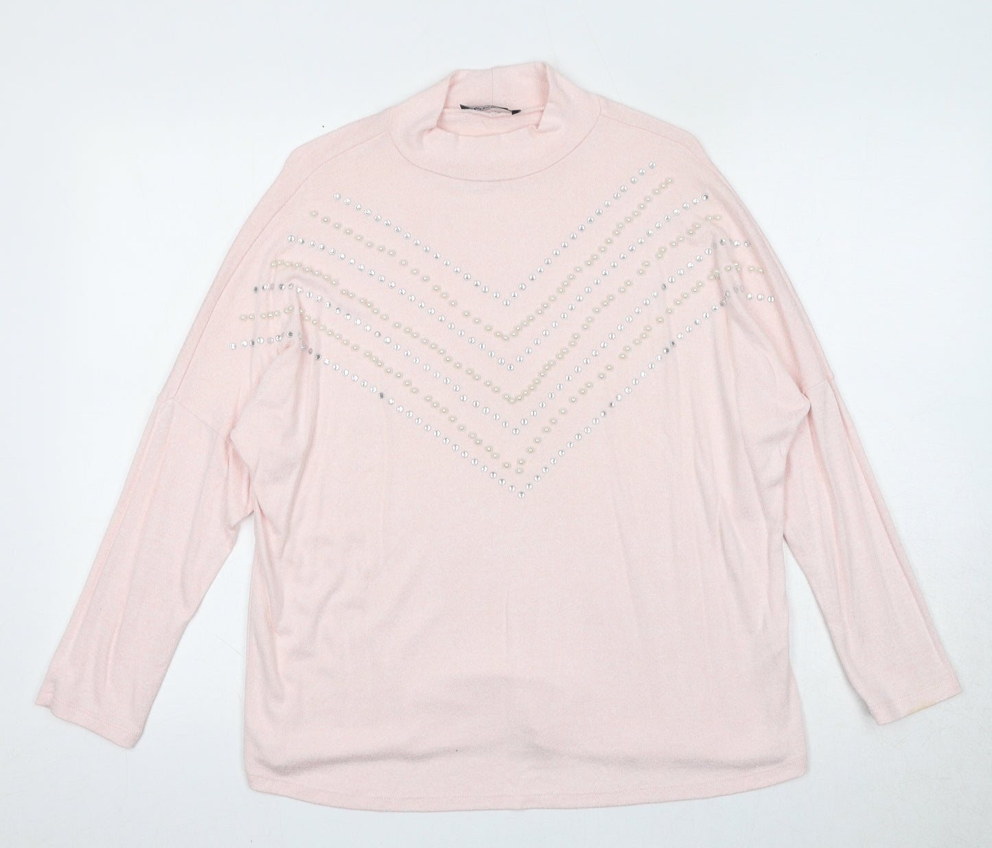 Select Womens Pink Round Neck Viscose Pullover Jumper Size M