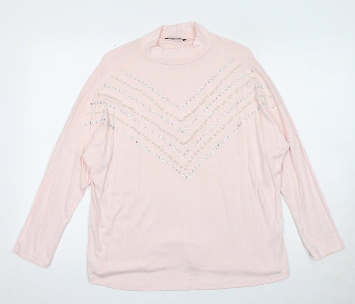 Select Womens Pink Round Neck Viscose Pullover Jumper Size M