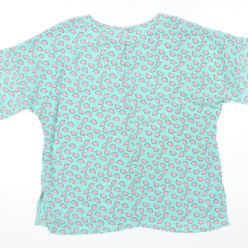 Marina Kaneva Womens Green Geometric Polyester Basic Blouse Size 14 Round Neck - Watermelon
