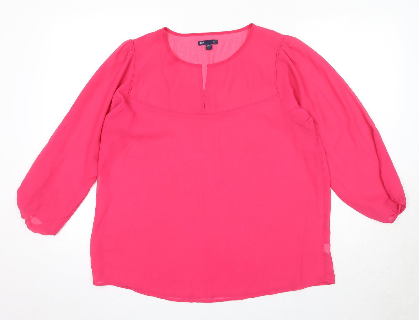 Gap Womens Pink Polyester Basic Blouse Size L Round Neck