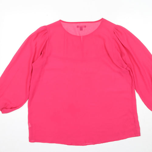 Gap Womens Pink Polyester Basic Blouse Size L Round Neck