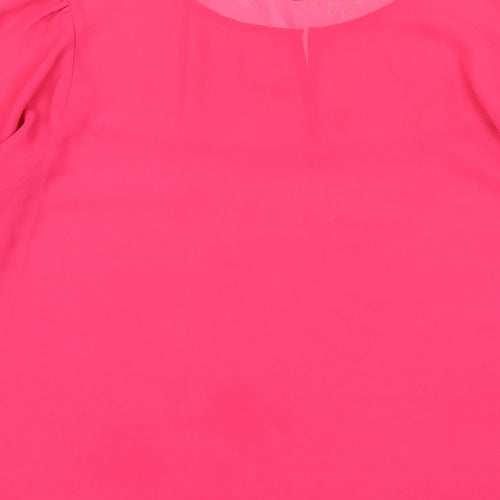 Gap Womens Pink Polyester Basic Blouse Size L Round Neck
