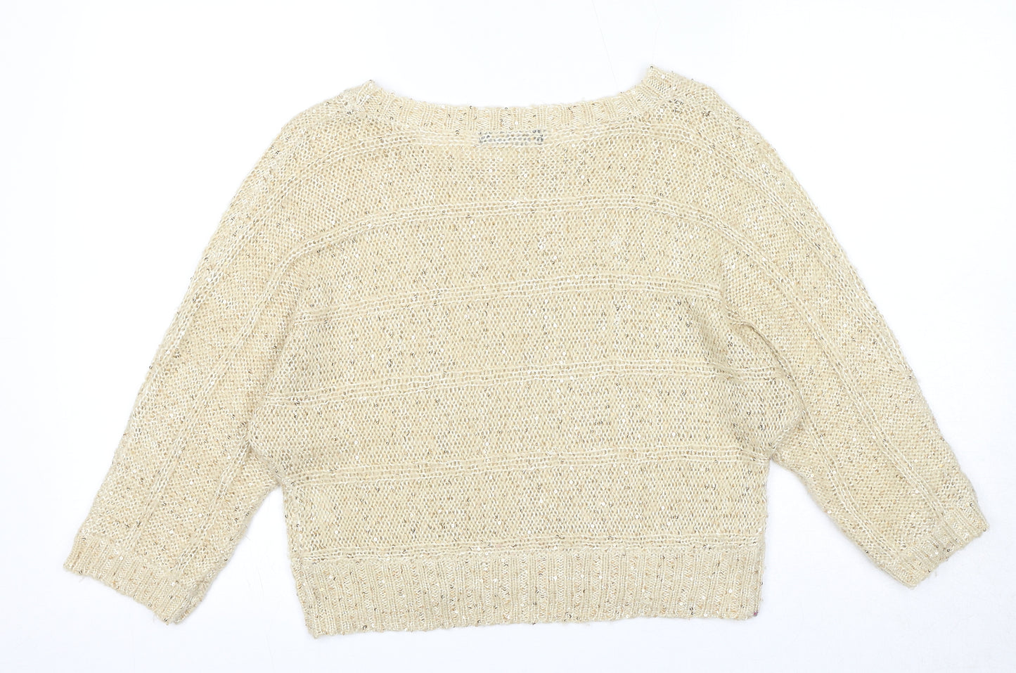 Select Womens Beige Round Neck Acrylic Pullover Jumper Size 16