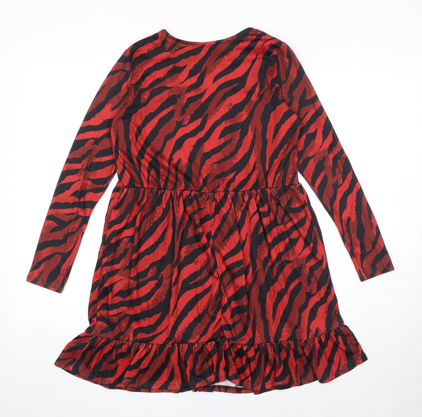 River Island Womens Red Animal Print Polyester Mini Size 6 Boat Neck Pullover - Zebra Print