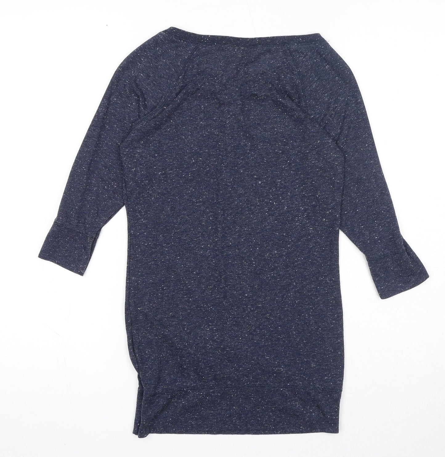 Divided by H&M Womens Blue Geometric Polyester Basic Blouse Size 8 Round Neck