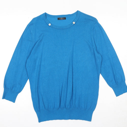 Bonmarché Womens Blue Round Neck Acrylic Pullover Jumper Size M