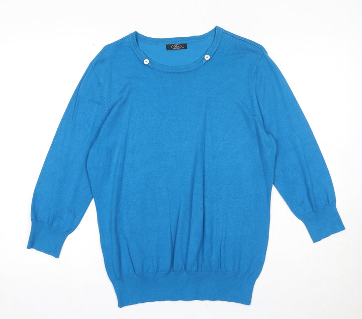 Bonmarché Womens Blue Round Neck Acrylic Pullover Jumper Size M