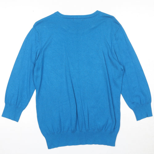 Bonmarché Womens Blue Round Neck Acrylic Pullover Jumper Size M