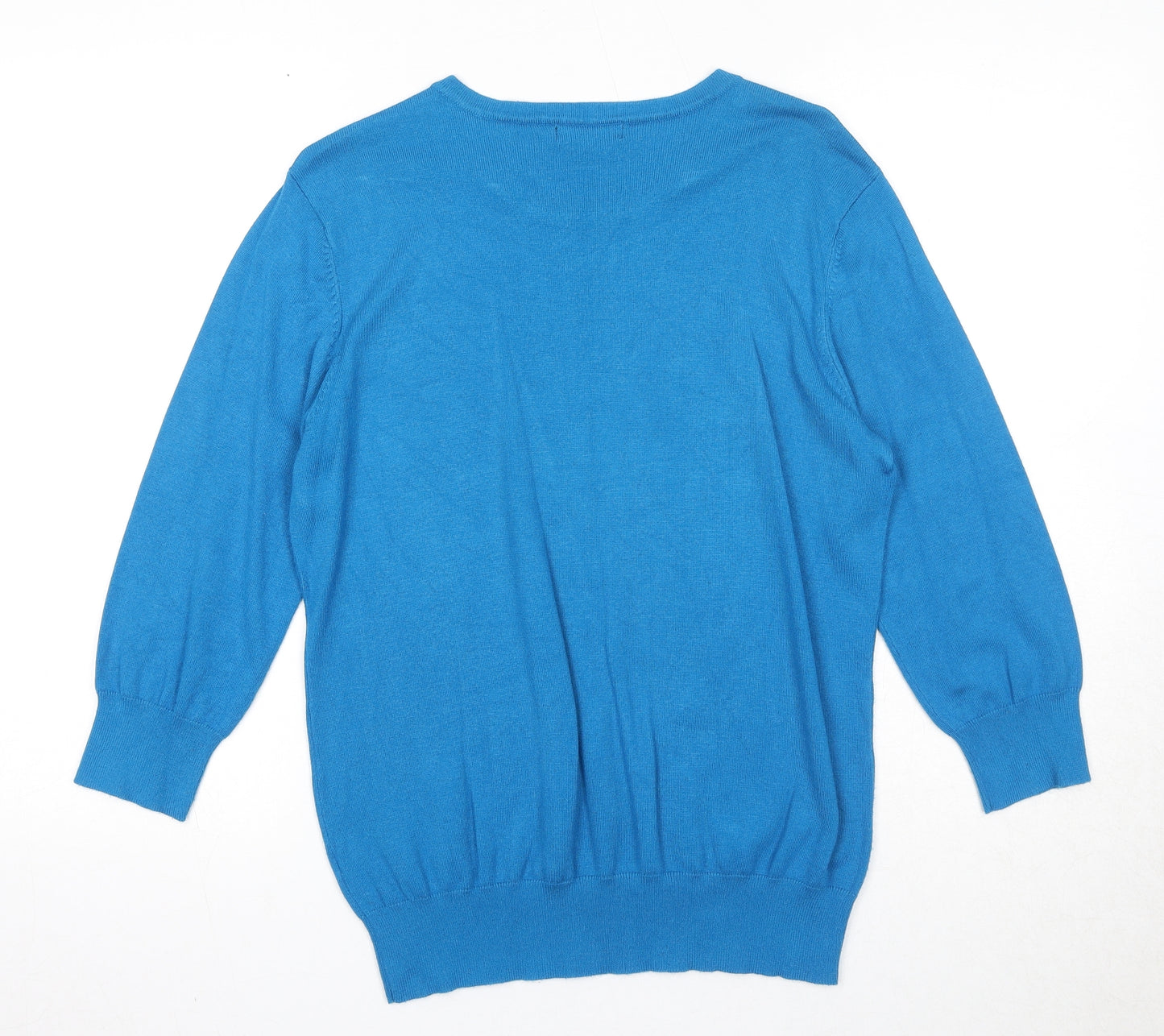 Bonmarché Womens Blue Round Neck Acrylic Pullover Jumper Size M