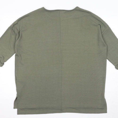 New Look Womens Green Round Neck Polyester Pullover Jumper Size M
