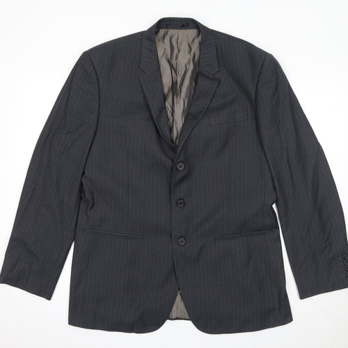 NEXT Mens Black Striped Polyester Jacket Suit Jacket Size 42 Regular