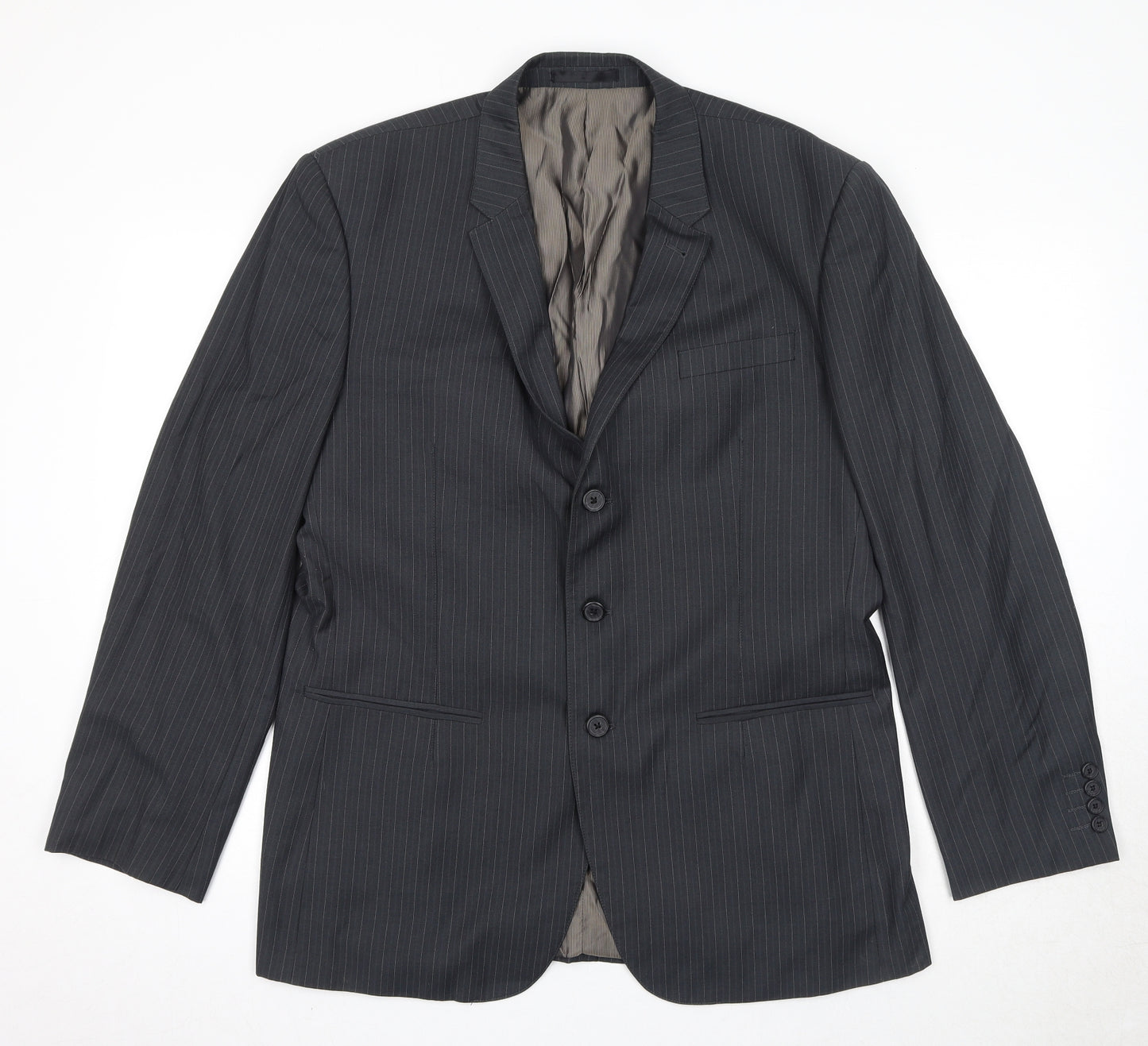 NEXT Mens Black Striped Polyester Jacket Suit Jacket Size 42 Regular