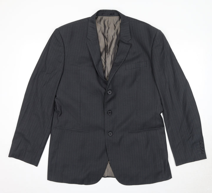 NEXT Mens Black Striped Polyester Jacket Suit Jacket Size 42 Regular