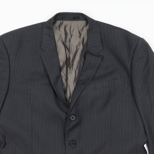 NEXT Mens Black Striped Polyester Jacket Suit Jacket Size 42 Regular