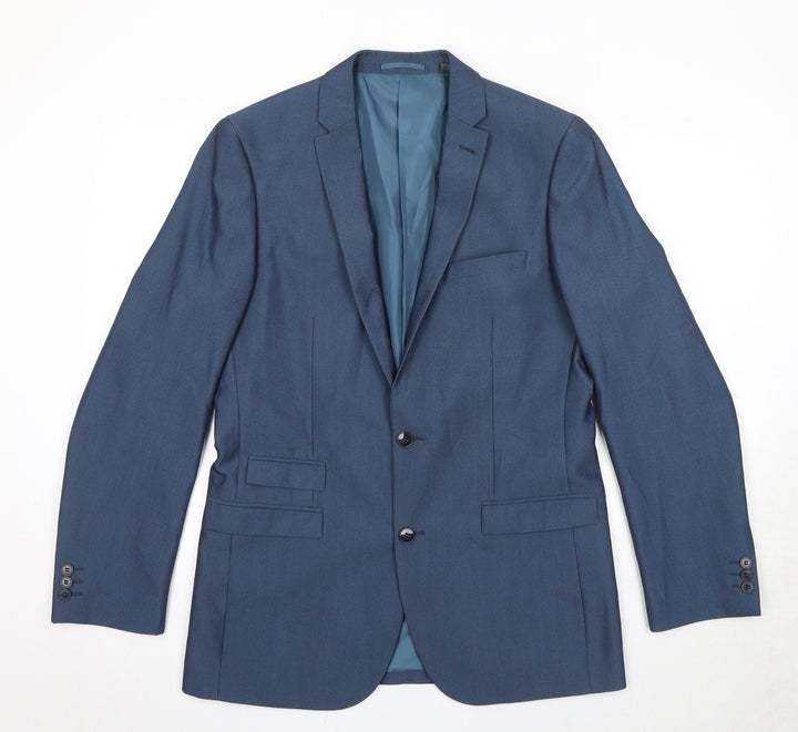 Williams and Brown Mens Blue Polyester Jacket Suit Jacket Size 40 Regular