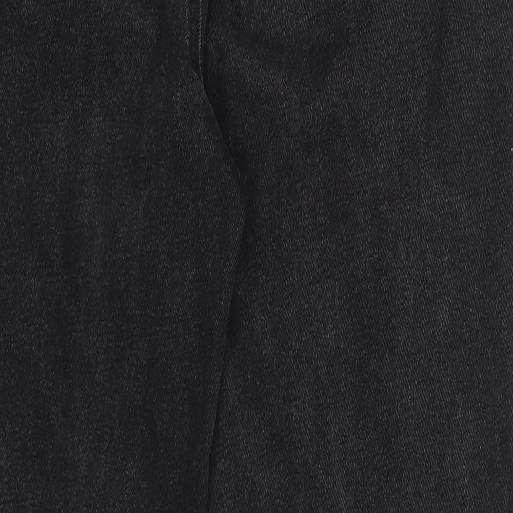 PRETTYLITTLETHING Womens Black Cotton Mom Jeans Size 10 Regular Zip