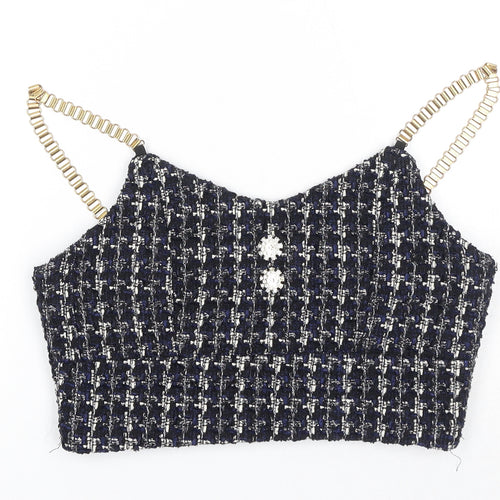 Fashion Womens Multicoloured Geometric Cotton Cropped Tank Size M V-Neck - Chain Strap