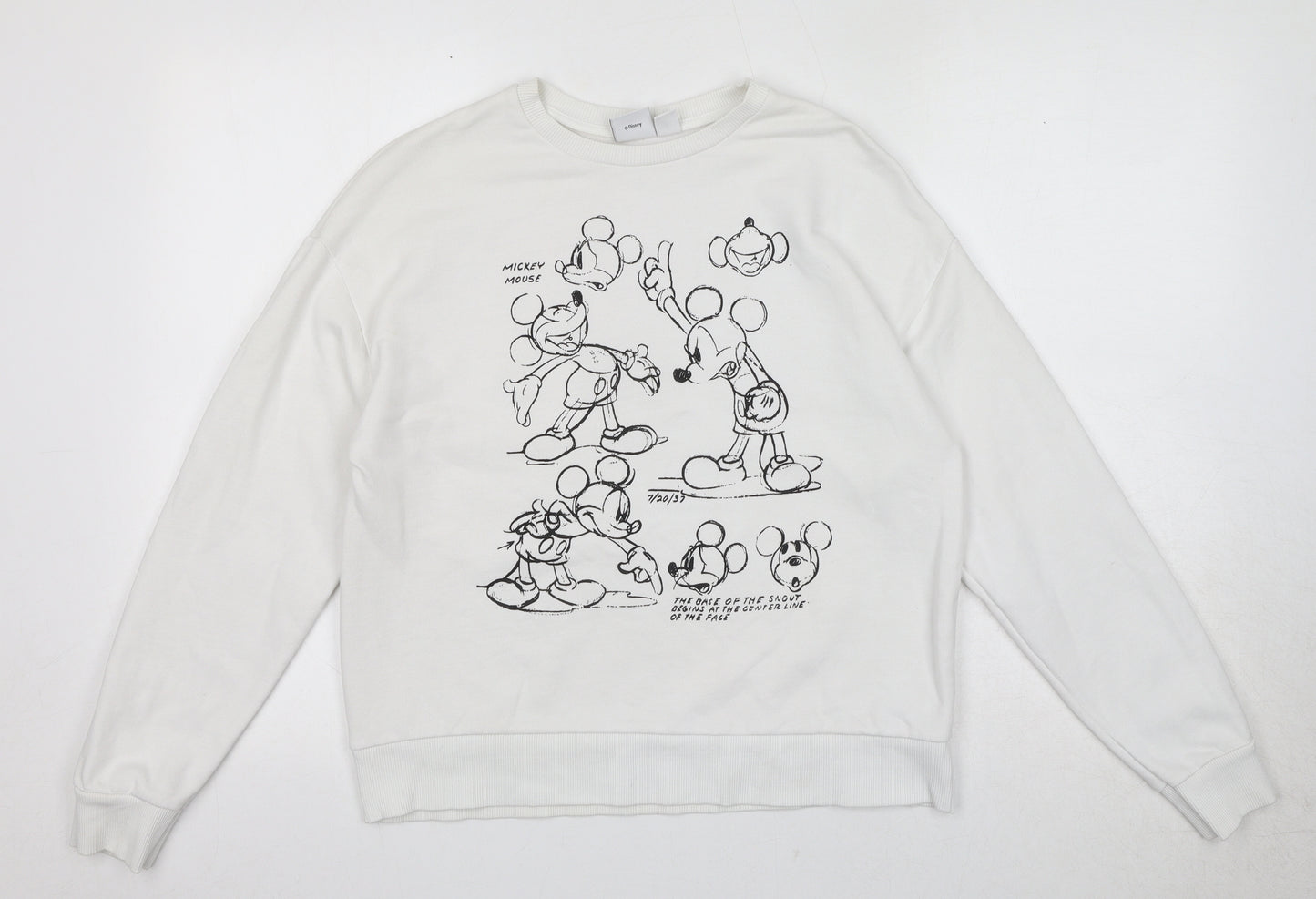 Disney Womens White Cotton Pullover Sweatshirt Size 6 Pullover - Size 6-8, Mickey Mouse