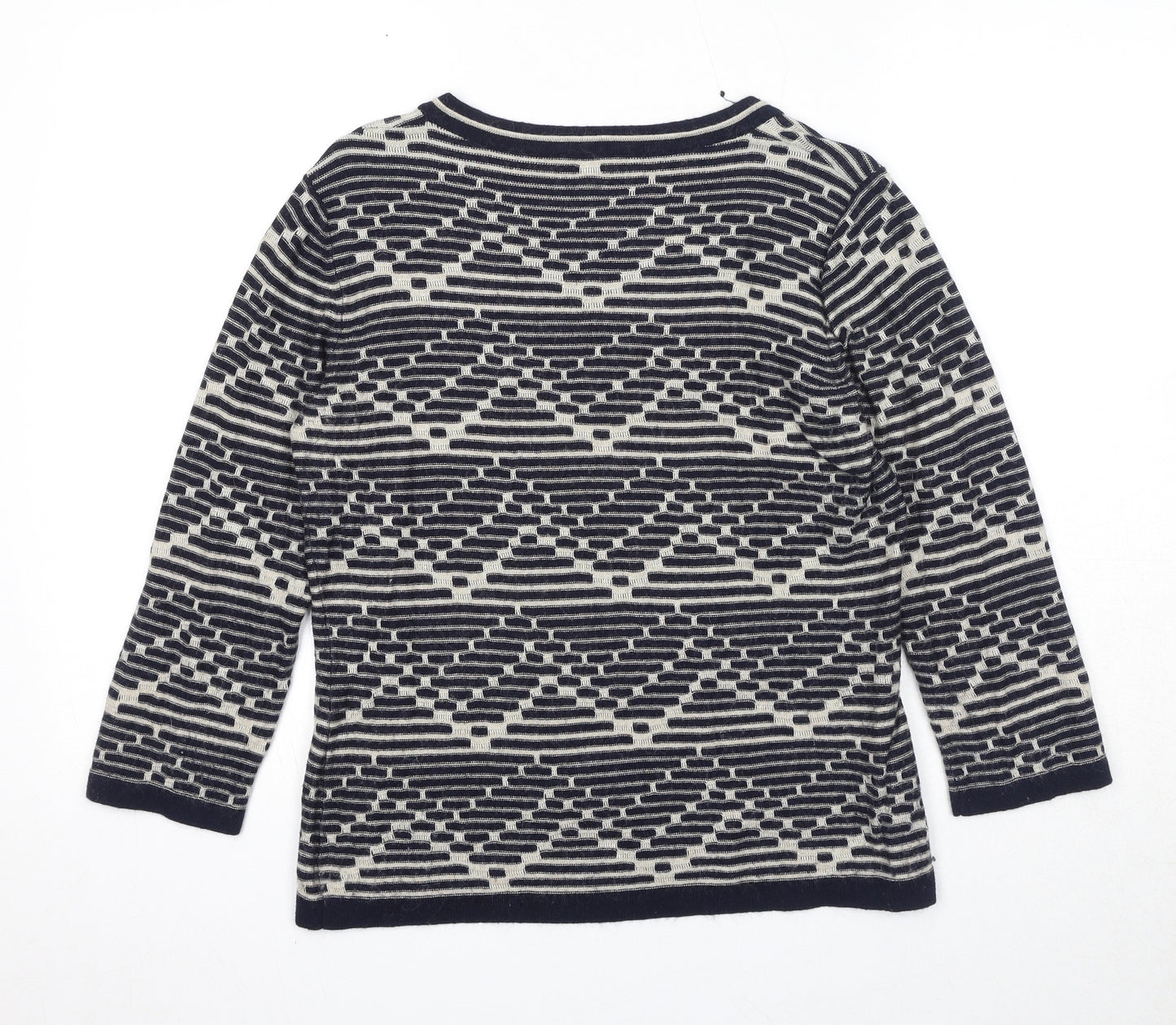 CC Womens Blue Round Neck Geometric Viscose Pullover Jumper Size L