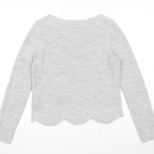 Camaieu Womens Grey Round Neck Acrylic Pullover Jumper Size S