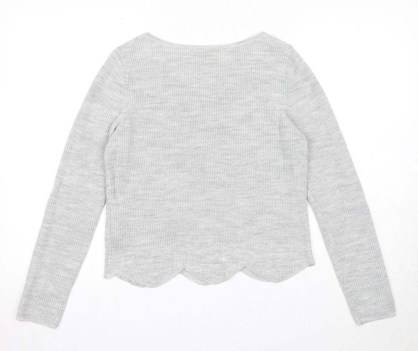 Camaieu Womens Grey Round Neck Acrylic Pullover Jumper Size S