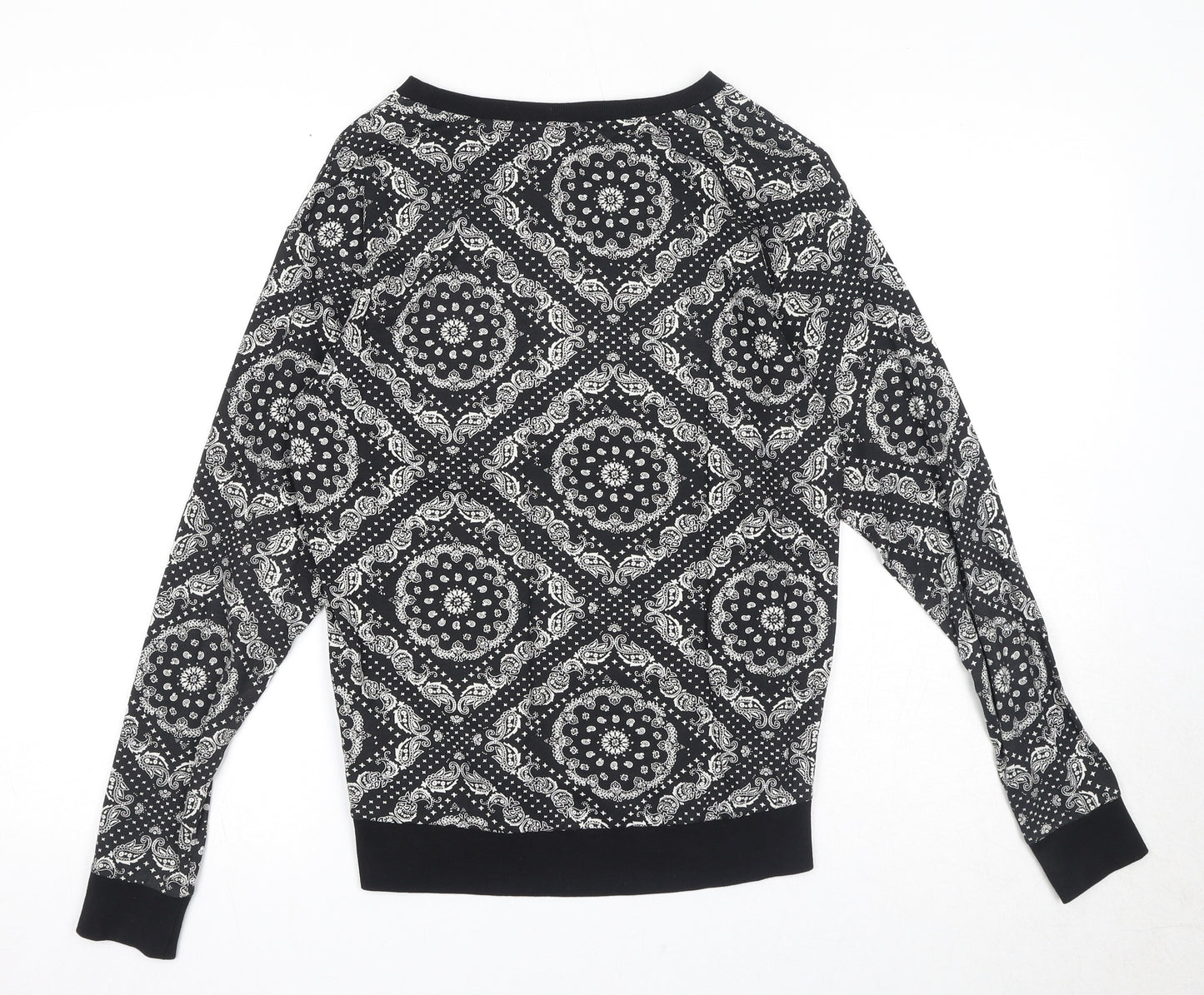 Divided by H&M Womens Black Geometric Cotton Basic Blouse Size XS Round Neck - I'm Not In To You
