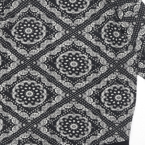 Divided by H&M Womens Black Geometric Cotton Basic Blouse Size XS Round Neck - I'm Not In To You