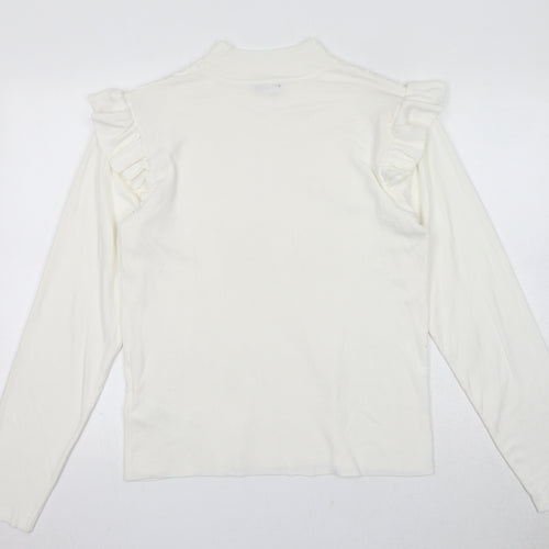 Chi Chi Womens White Mock Neck Polyester Pullover Jumper Size L