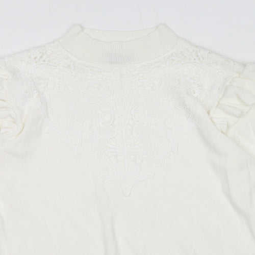 Chi Chi Womens White Mock Neck Polyester Pullover Jumper Size L
