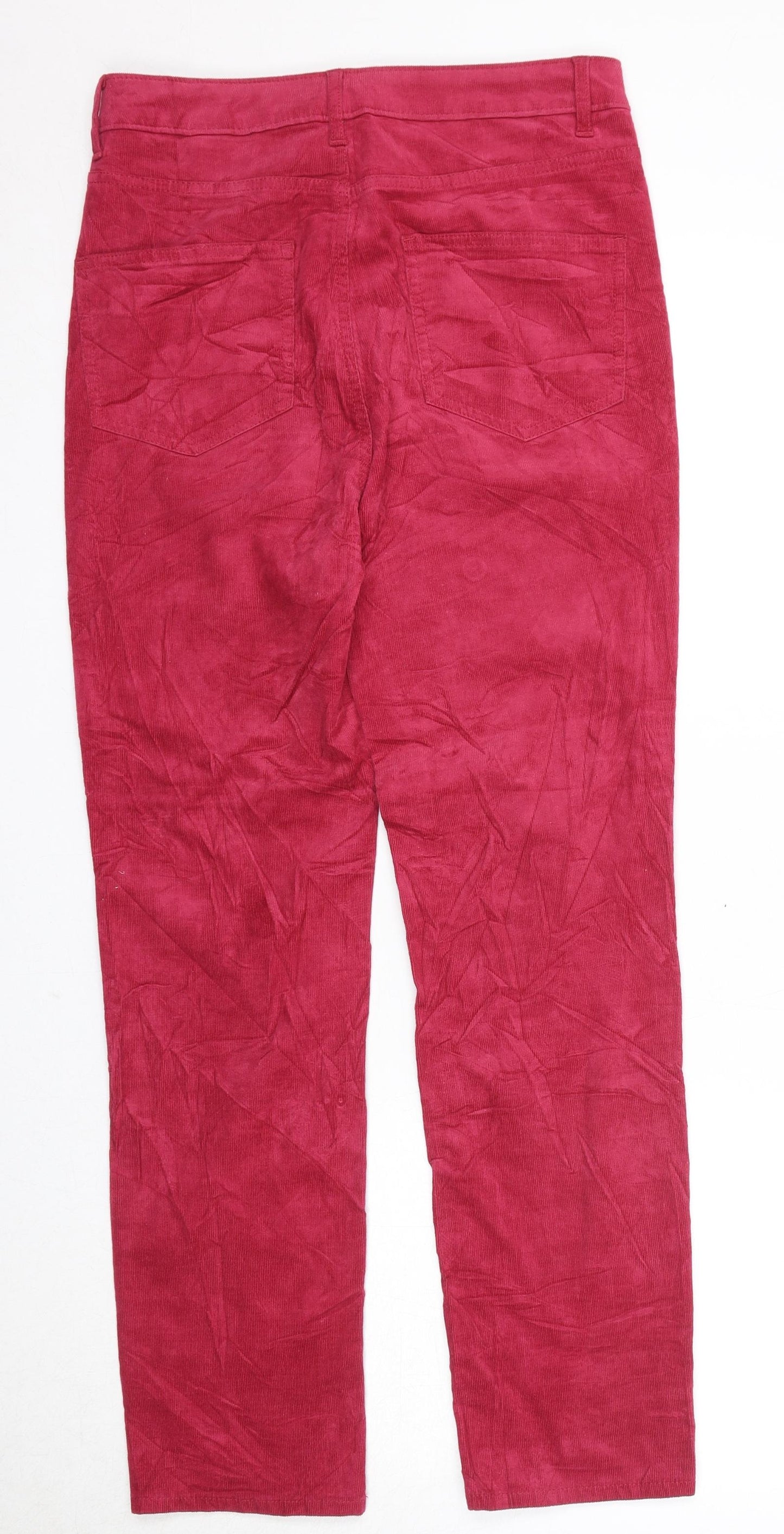 Marks and Spencer Womens Pink Cotton Trousers Size 10 Regular Zip