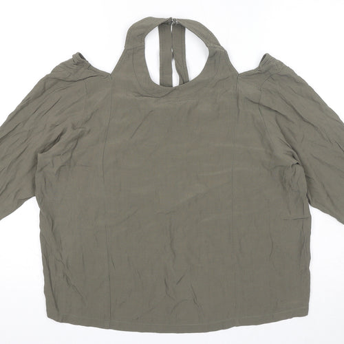 Light Before Dark Womens Green Viscose Basic Blouse Size M Round Neck